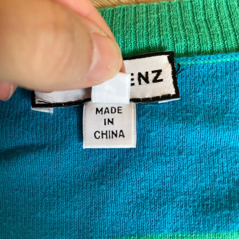 Chris Benz Green and Blue Knit Top 100% Cotton Size Medium - Picture 3 of 11